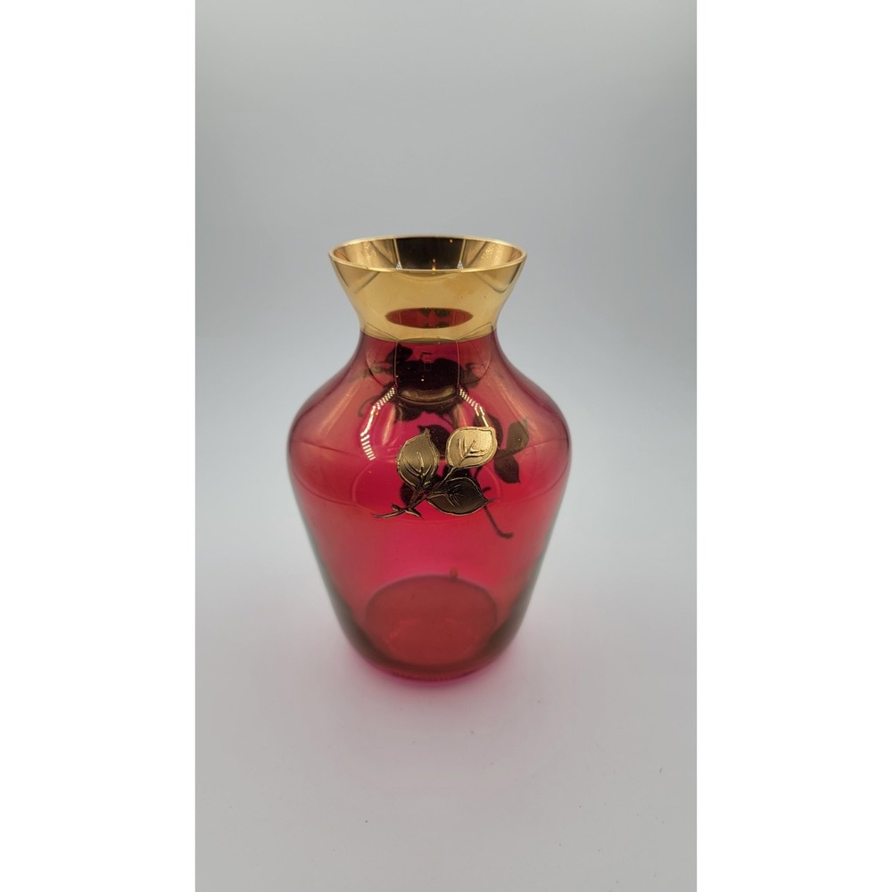 Vintage Famosa LPW Vase,made in Vienna,Austrian Bohemian Cranberry Glass, 6 1/2"